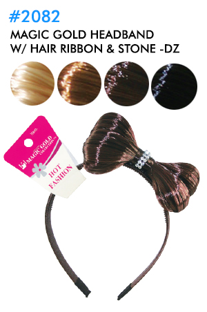 Magic Gold Headband w/ Hair Ribbon & Stone #2082 Asst -dz