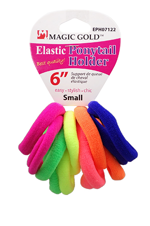 Magic Gold Ponytail Holder-Elastic(6")-Asst#EPH07122-dz