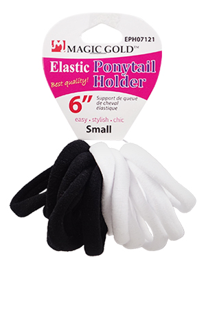 Magic Gold Ponytail Holder-Elastic(6")-Blk/White #EPH07121-dz