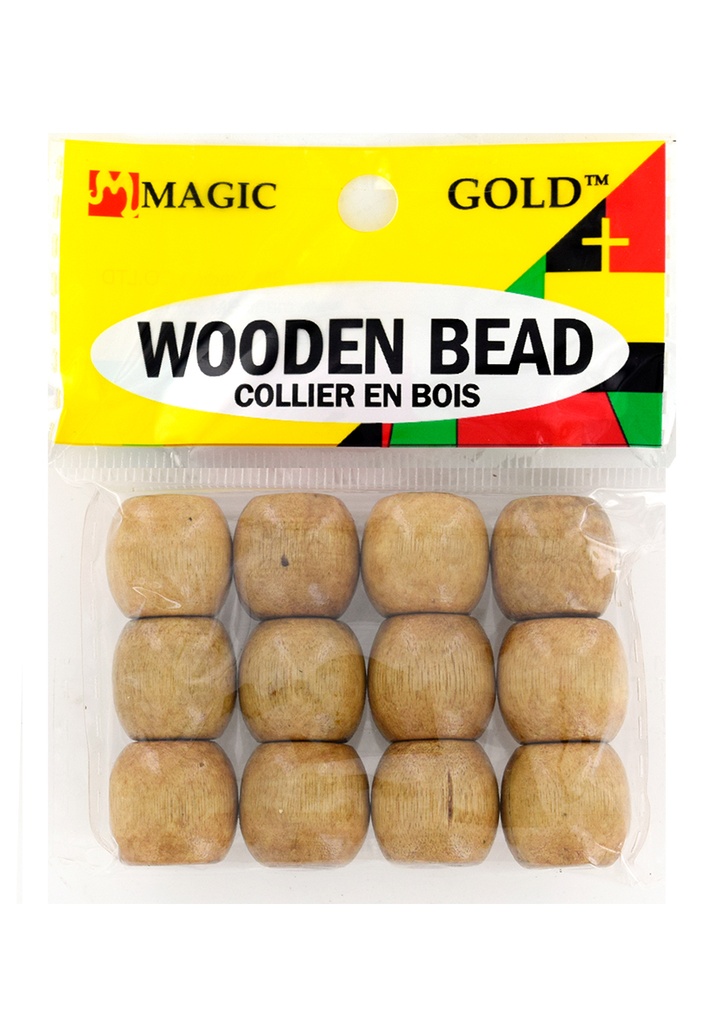 Magic Gold Wooden Bead (L) -Beige #1366 -dz