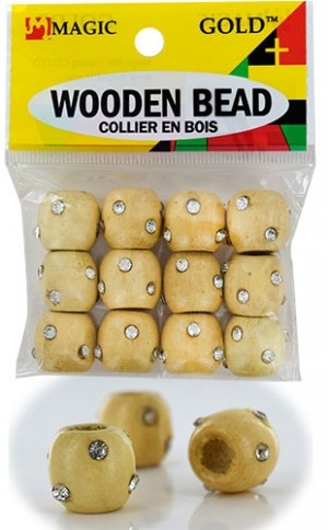 Magic Gold Wooden Bead w/ Stone#BDS99513(Beige)-dz