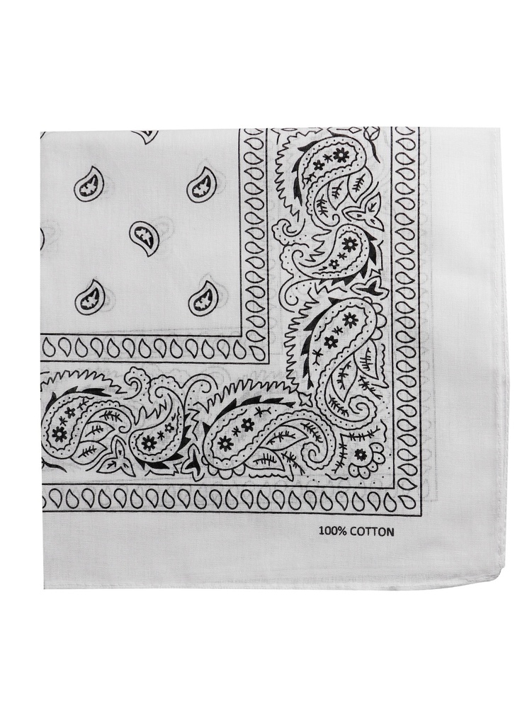 [MG91680] Bandanna 100% Cotton Paisley #91680 White -dz