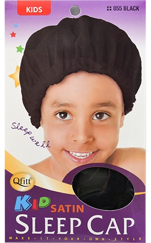 Qfitt Kids Satin Sleep Cap#Q055Black-dz