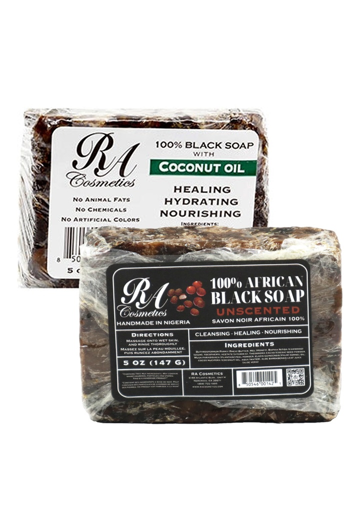 RA Cosmetics 100% Black Soap Bar w/Coconut (5 oz) #38