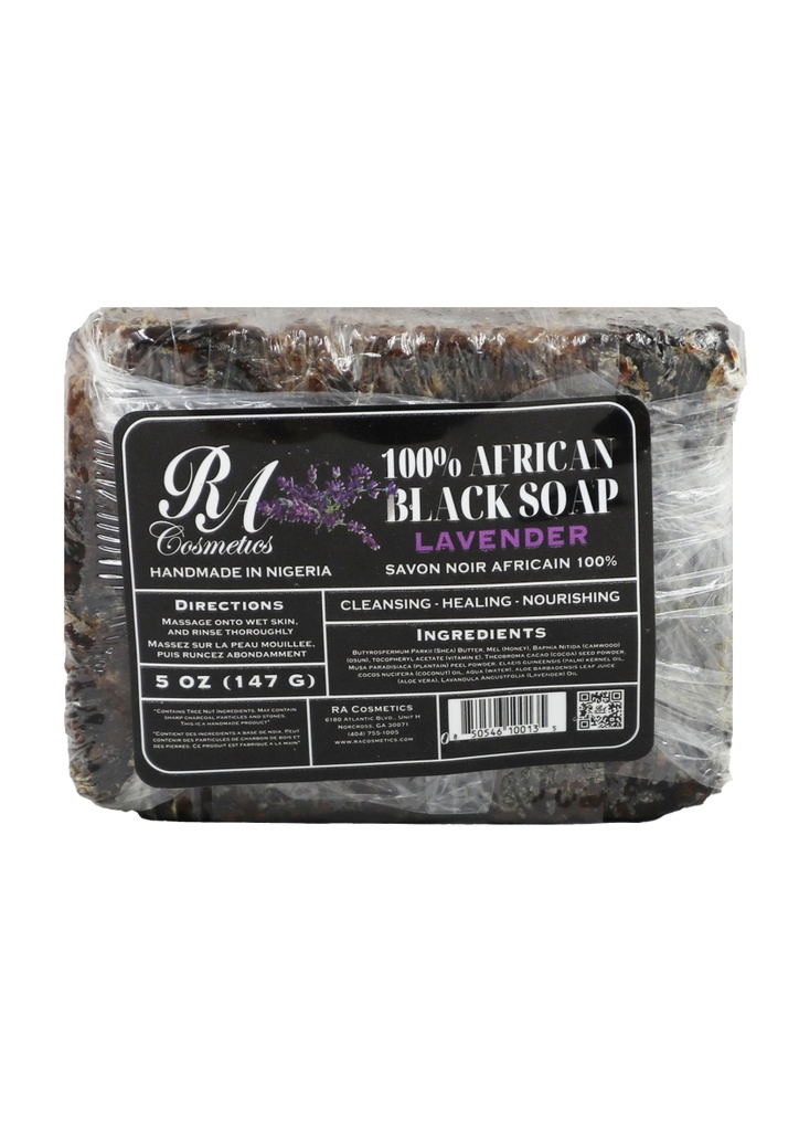 RA Cosmetics 100% Black Soap Bar w/ Lavender (5 oz) #29