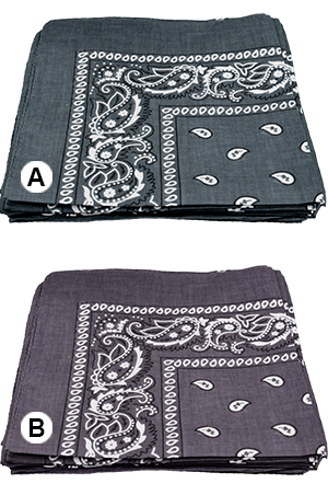 Bandanna 100% Cotton Paisley #91679 Gray -dz