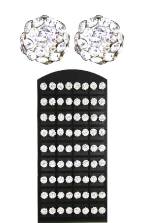 Stone Earring #3157 new (Shamballa Stone -Silver) - 72pcs/pk