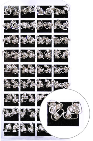 Stone Earring (Hearts Clear) #0162
