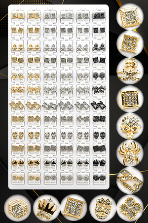 Stone Earring 72pair Gold&Sliver #99914-pk