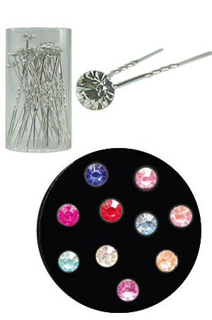 Stone Hair Pin (20/jar) #2661 Color- jar (Round Stone)