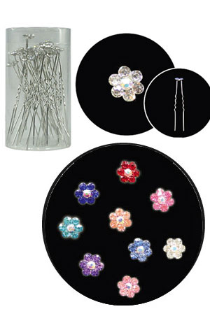 Stone Hair Pin (20/jar) #2968 Color-jar (Flower)