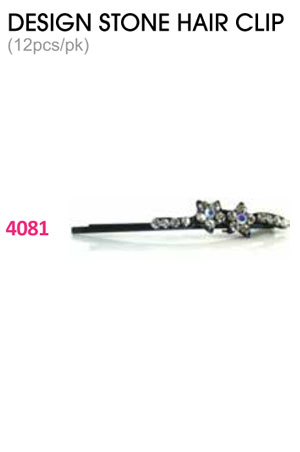 [MG94081] Design Stone Hair Clip : (12pcs /pk) #4081 -pk