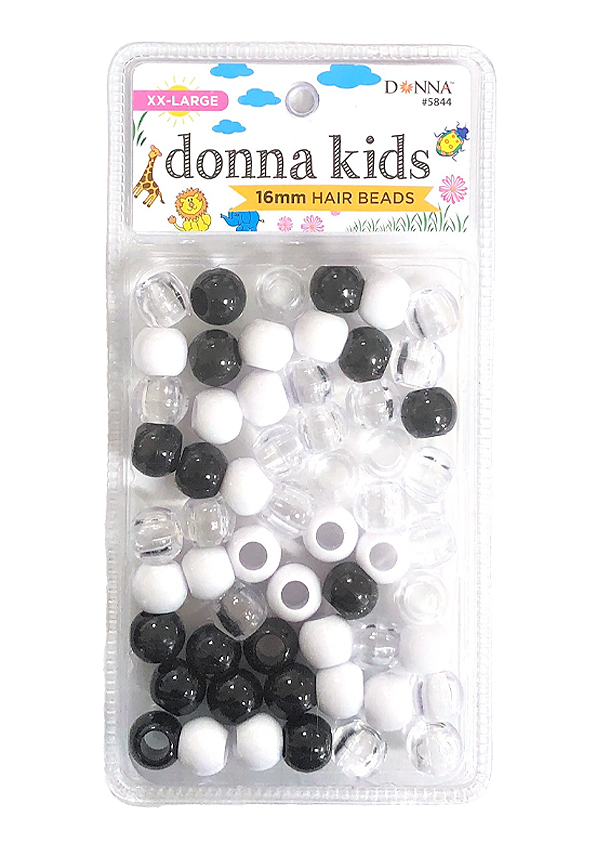 Donna Kids 16mm Hair Bead #5844 BK/WT/CL Mixed - pc