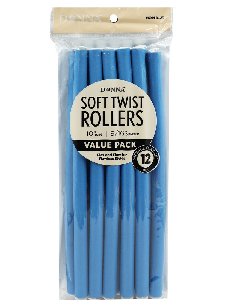 [DON06914] Donna Soft Twist Rollers 10" #6914 Blue -pc