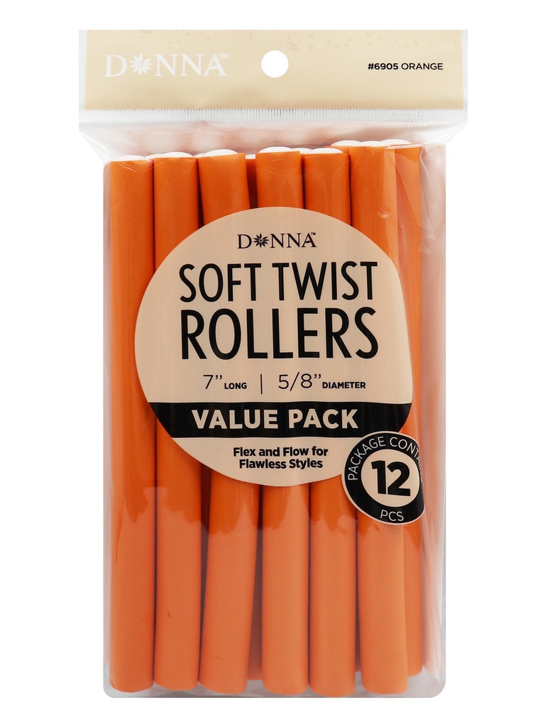 [DON06905] Donna Soft Twist Rollers 7" #6905 Orange -pc