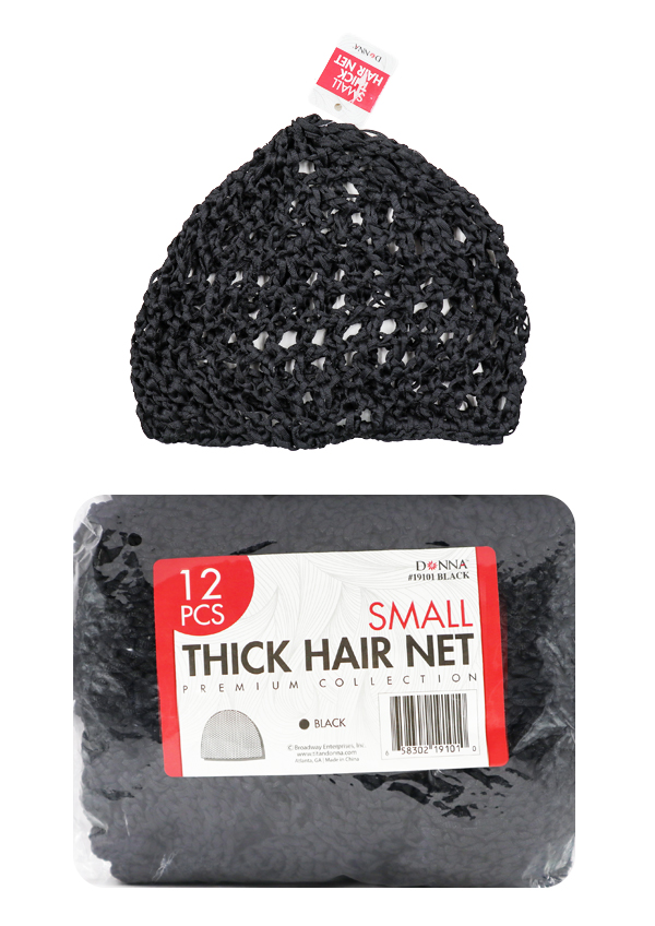 [DON19101] Donna thick Hair Net (Small) #19101 Black (12 pc/pk) -dz