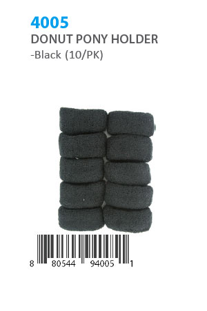 Donut Ponytail Holder #4005 Black  (10/pk)