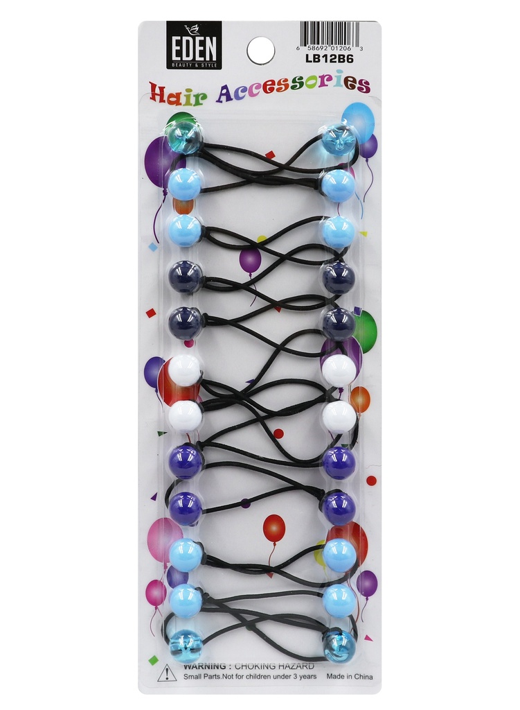 Eden 12mm Hair Ball -Blue Tone Asst #LB12B6 -pk