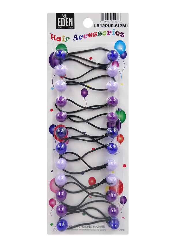 Eden 12mm Hair Ball -Purple Tone Assorted #LB12PUR-6(PM) -pk