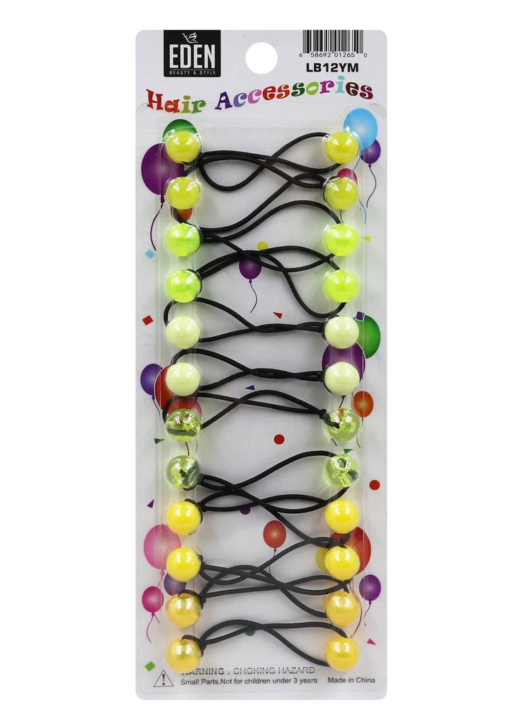 [EDN01265] Eden 12mm Hair Ball -Yellow Tone Asst #LB12YM -pk