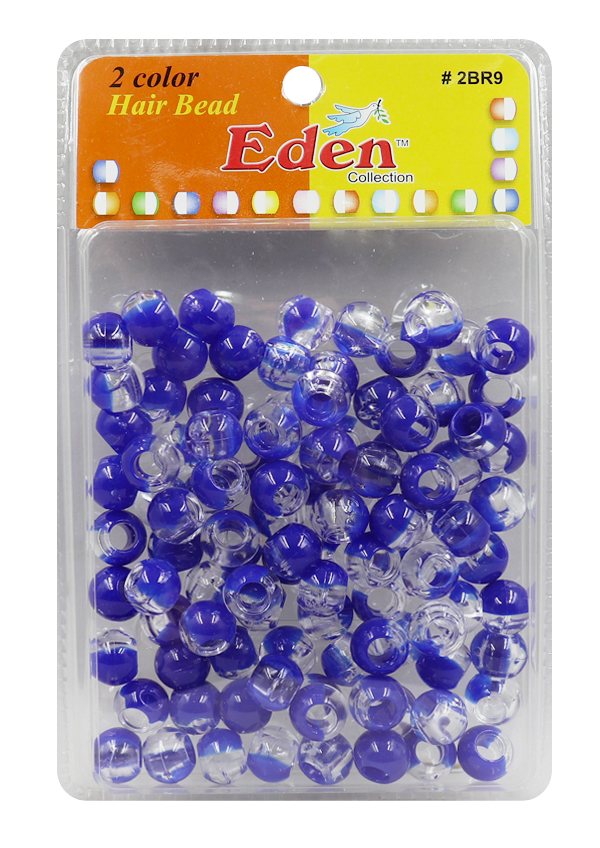 [EDN22291] Eden 2 Color Blister Large Round Bead -Clear/Blue #2BR89-C/ROY -pk