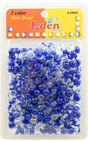 [EDN22291G] Eden 2 Color X-LG Blister Med Round Bead-Clear/Blue #2BR9CROY -pk