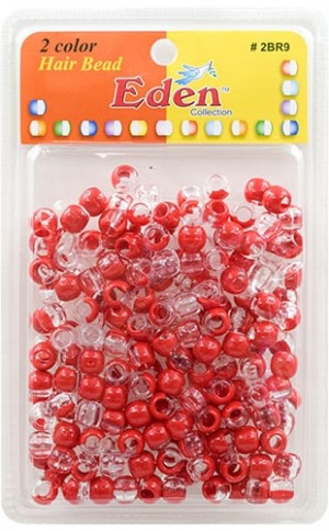 [EDN22291E] Eden 2 Color X-LG Blister Med Round Bead-Clear/Red #2BR9CRED - pk