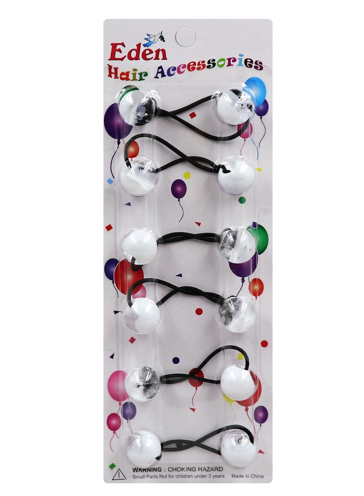 [LB22-W] Eden 2 Tone 20mm Hair Ball -Clear & White #LB22-W -pk