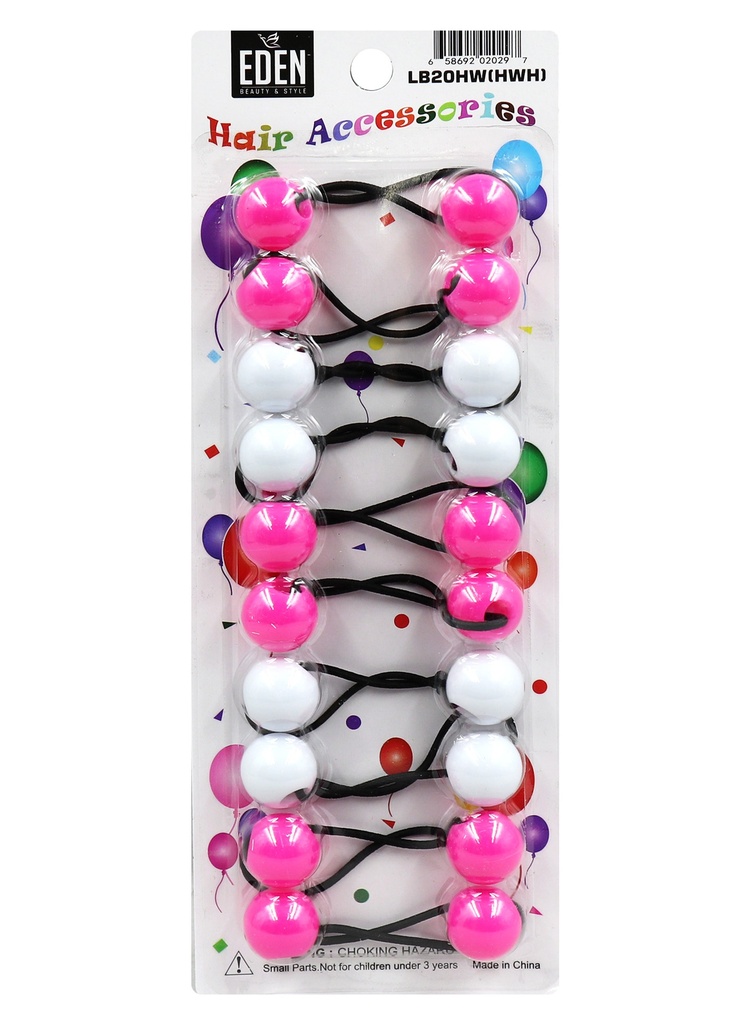 [LB20HW[HWH]] Eden 20mm Hair Ball -Pink/White #LB20HW[HWH] -pk