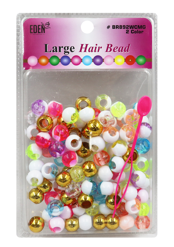 [EDN28900] Eden 2Color XLG Blister Large Round Bead -White/ClearAssort/Gold #BR892WCMG -pk