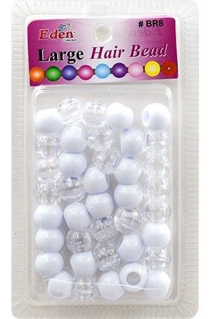 Eden LG Blister Round Bead-Clear+White(32ea/pk) #BR8-CW -pk