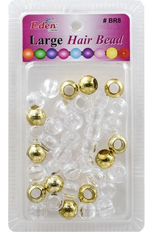 Eden LG Blister Round Bead-Gold+Clear(32ea/pk) #BR8-MGC -pk