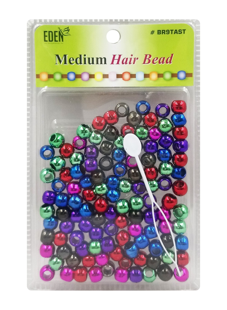 Eden Metalic XLG Blister Med Round Bead-Ast #BR9TAST -pk