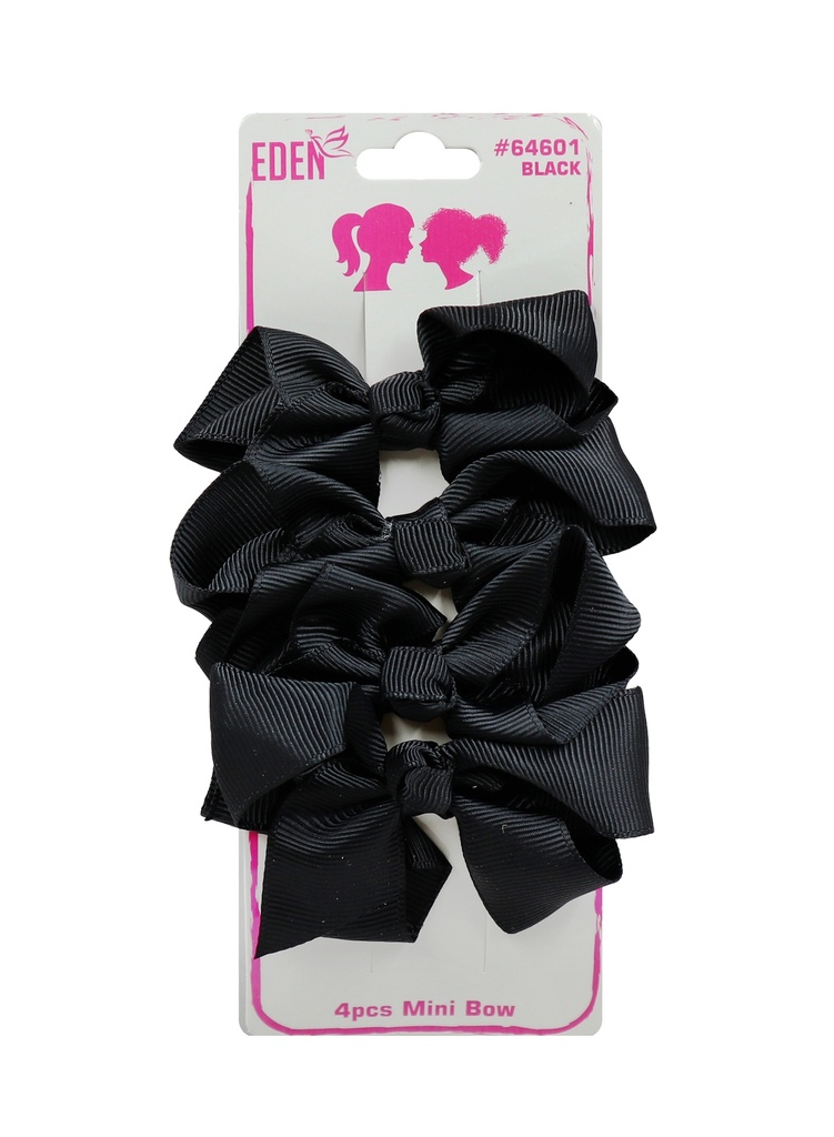 Eden Mini Bow Hair Accessory #64601 Black (4 pcs/pk) -dz