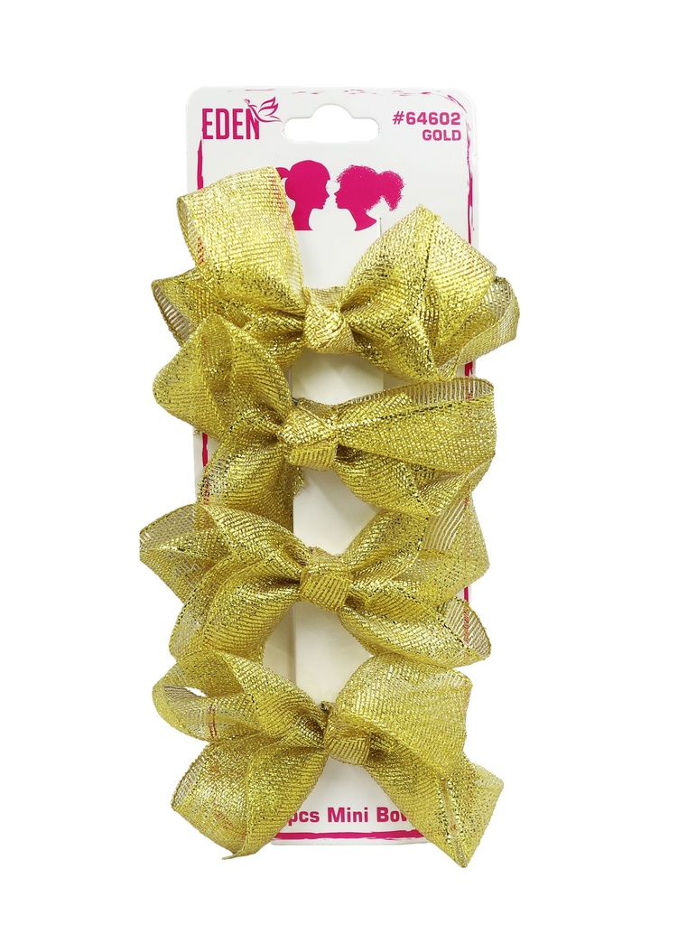 [EDN64602] Eden Mini Bow Hair Accessory #64602 Gold (4 pcs/pk) -dz