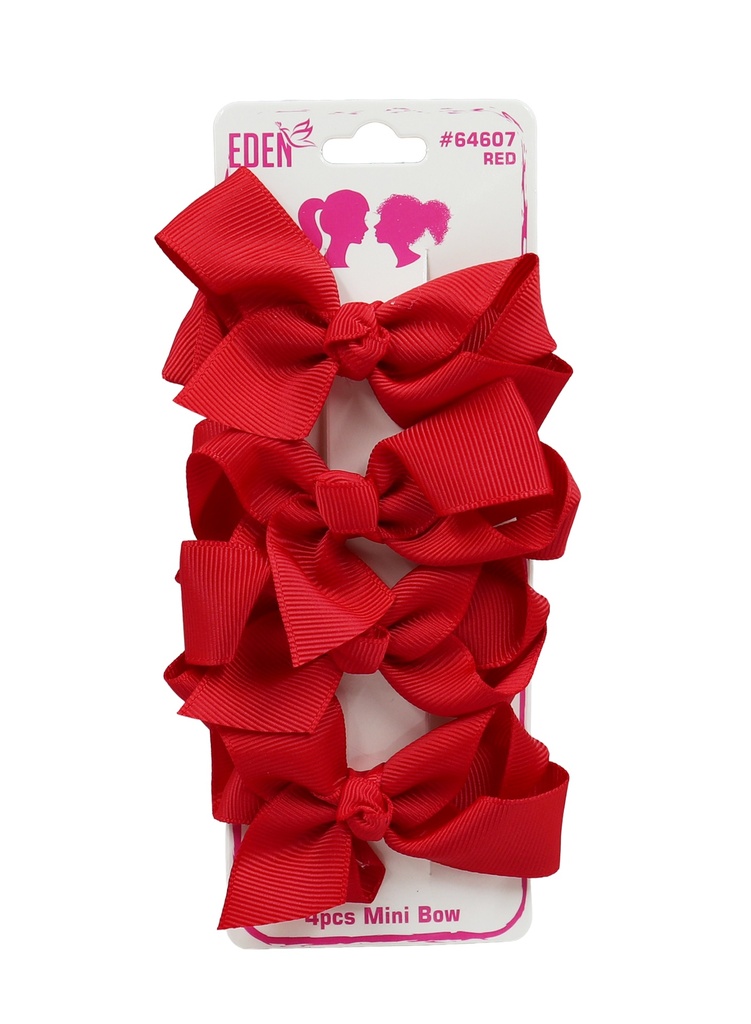 [EDN64607] Eden Mini Bow Hair Accessory #64607 Red (4 pcs/pk) -dz