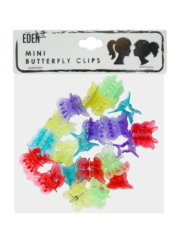 Eden Mini Buterfly Clips #68105CM Clear Asst -dz