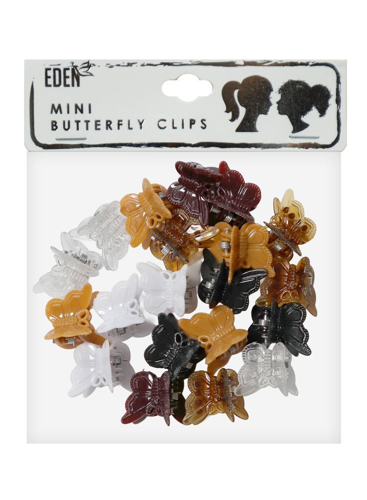 [EDN68108] Eden Mini Buterfly Clips #68108Brown Mix -dz