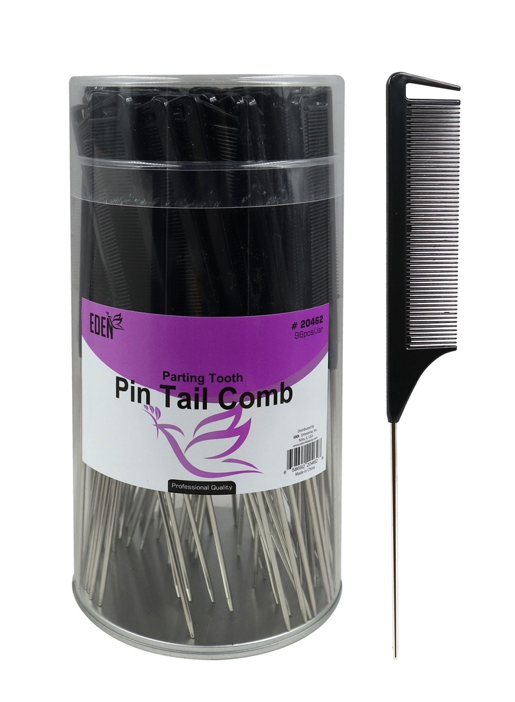 Eden Parting Tooth Pin Tail Comb #20462 Black (96 pcs/Jar) -Jar