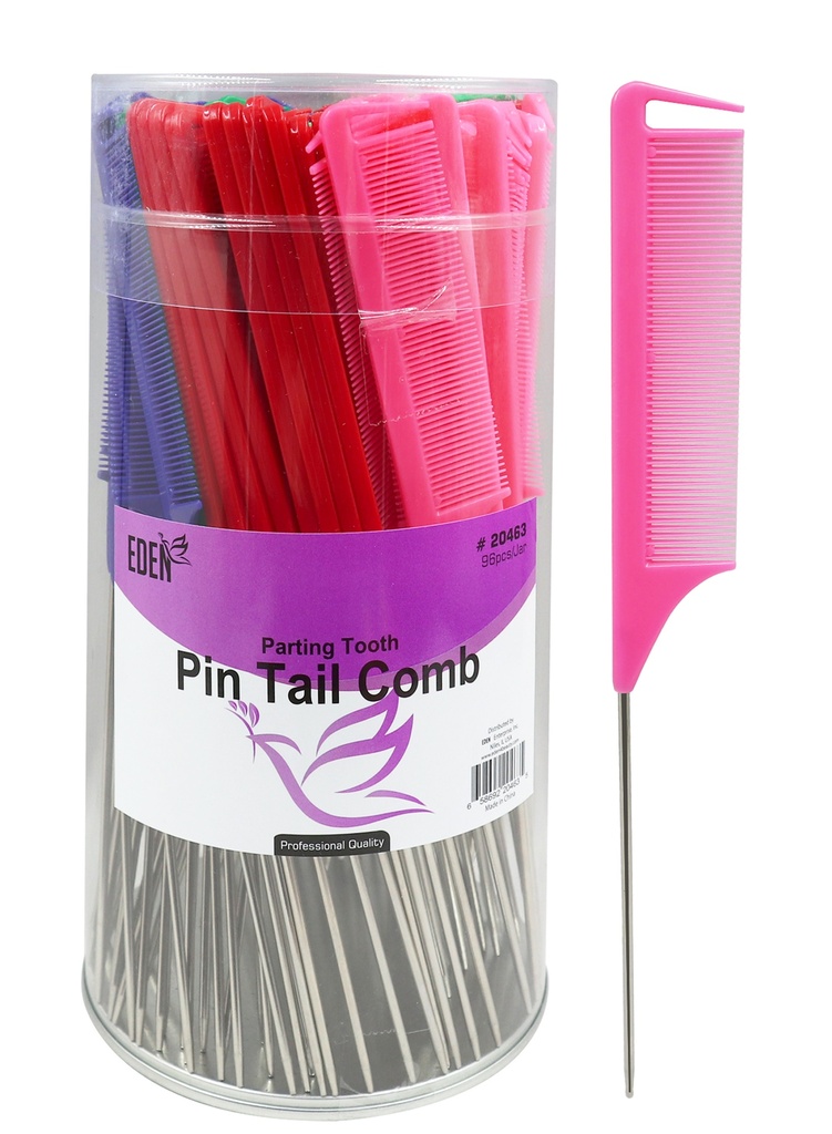 Eden Parting Tooth Pin Tail Comb #20463 Asst (96 pcs/Jar) -Jar