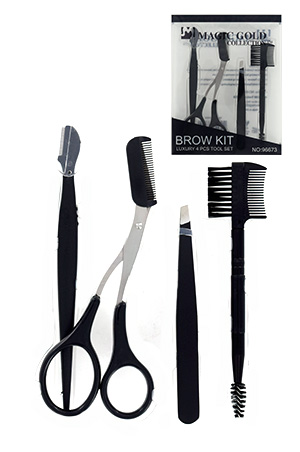 Eyebrow Kit [4pc, Razor, Scissor, Tweezer, Brush & Comb) #96673 -set
