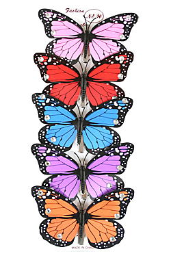 Kid's Hair Clip #2426 Butterfly Asst (5pcs/pk)  -Strip