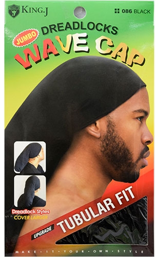 King.J  Dread Lock Wave Cap(Jumbo) #K086 Black-dz
