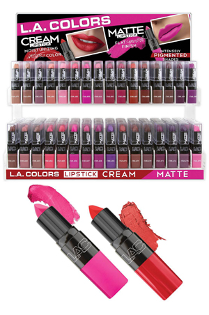 L.A. Colors Cream&Matte Lips. 384pc DS(32kinds,12ea)#CAD741