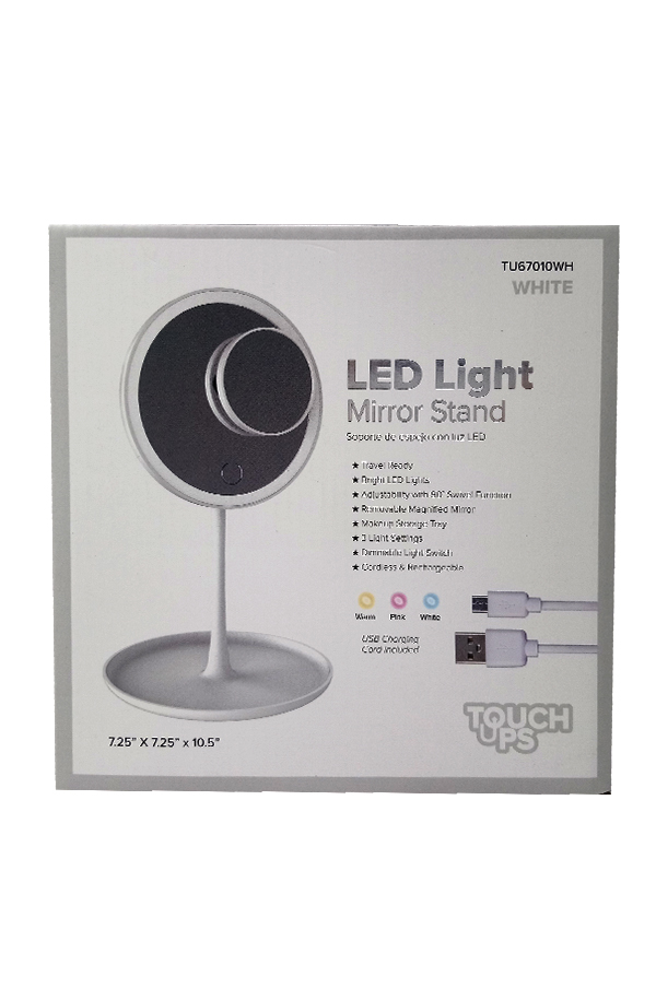 Touch Ups LED Light Mirror Stand-White #TU67010WH-pc