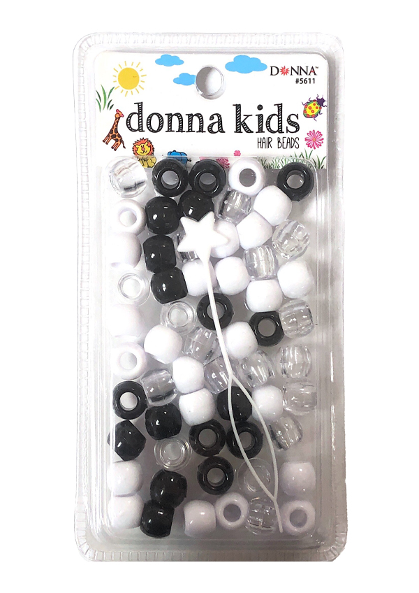 Donna Kids Medium Bead W/Beader #5611 BK/WT/CL Mixed - pc