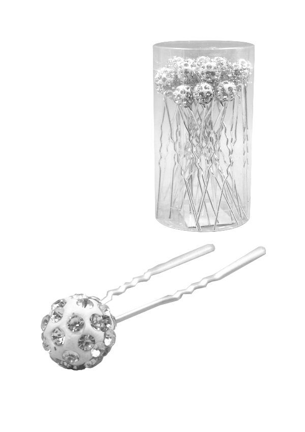 Stone Hair Pin (20/jar) #7667 Silver- jar