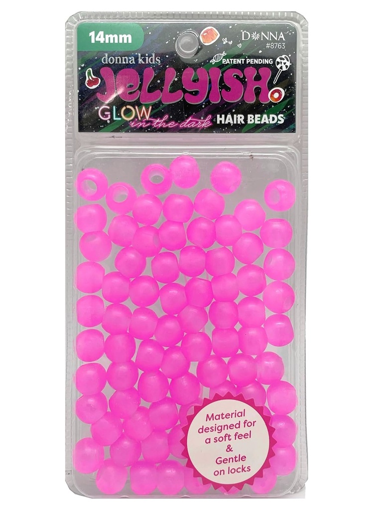 Donna Kids 14mm Jellyish Beads GLOW #8763GP Clear Pink -pc