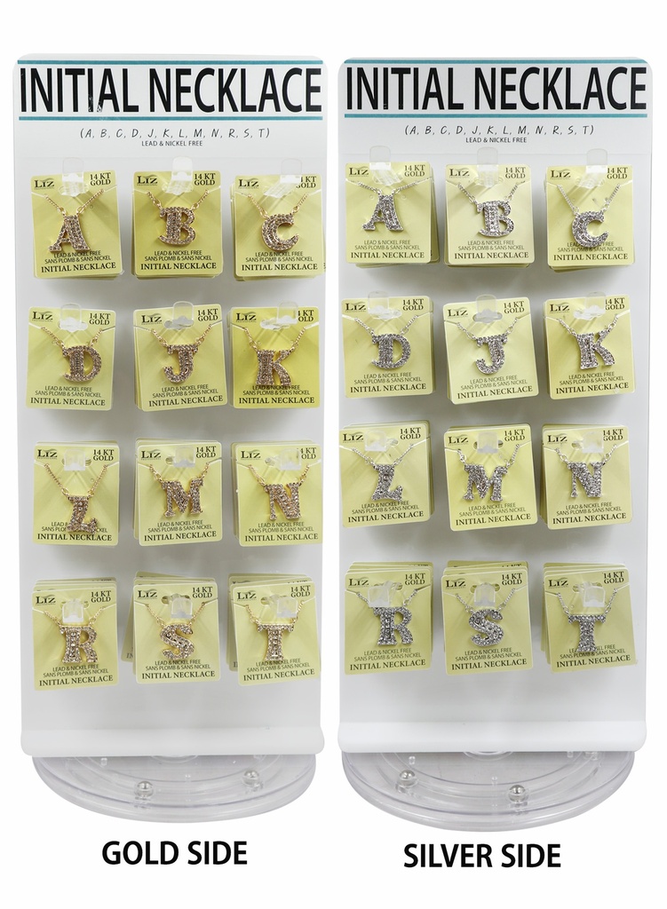 [MBM-AVD] LIZ Initial Necklace 14K Silver/Gold [96 pc/Display] #MBM-AVD