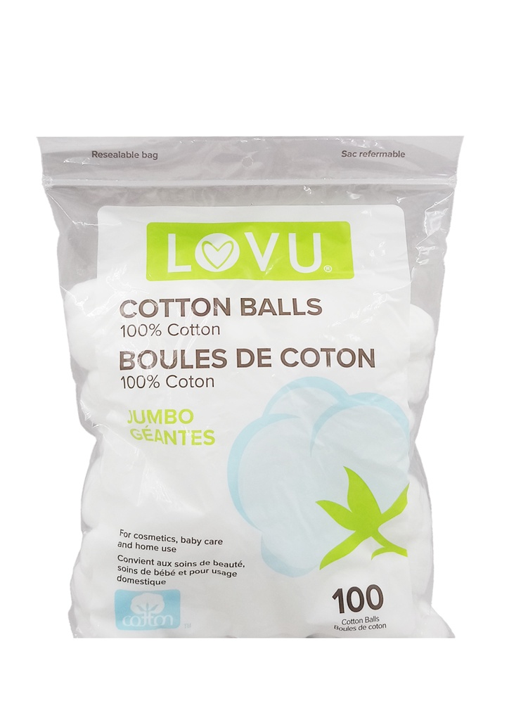 [LVU13488] LOVU Cotton Balls #Jumbo (100 Balls/bag) -pc